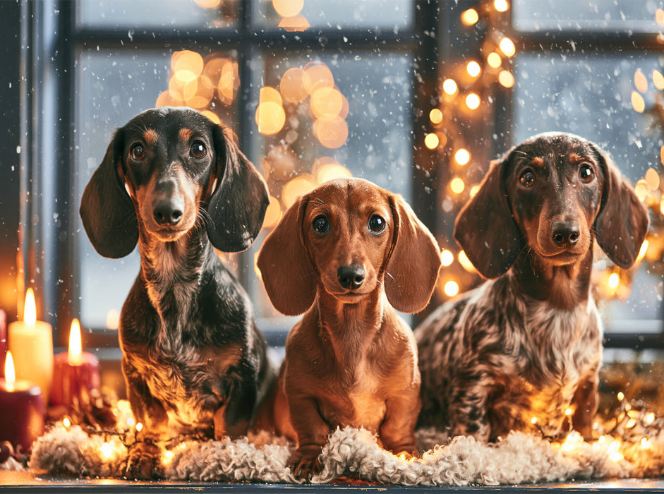 Weihnachtszauber mit Dackeln - CALVENDO Foto-Puzzle'