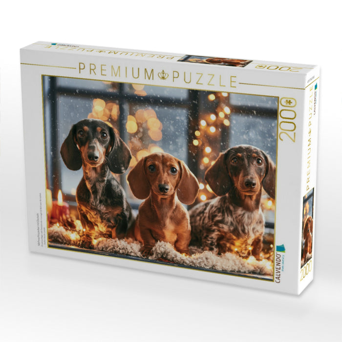 Weihnachtszauber mit Dackeln - CALVENDO Foto-Puzzle'