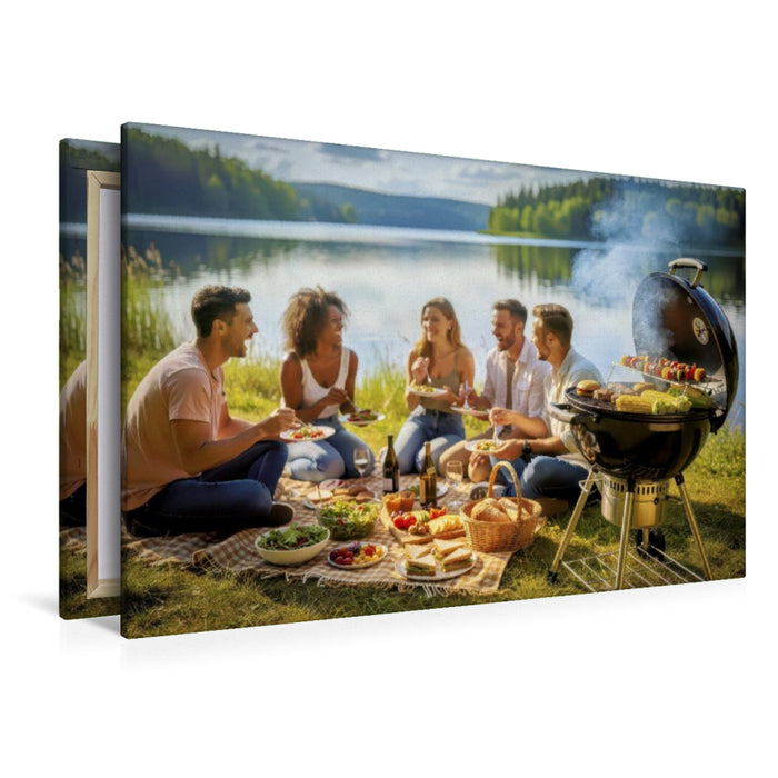 Premium Textil-Leinwand Picknickliebe, Sommer, der nach Freiheit duftet.