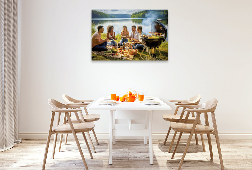 Premium Textil-Leinwand Picknickliebe, Sommer, der nach Freiheit duftet.