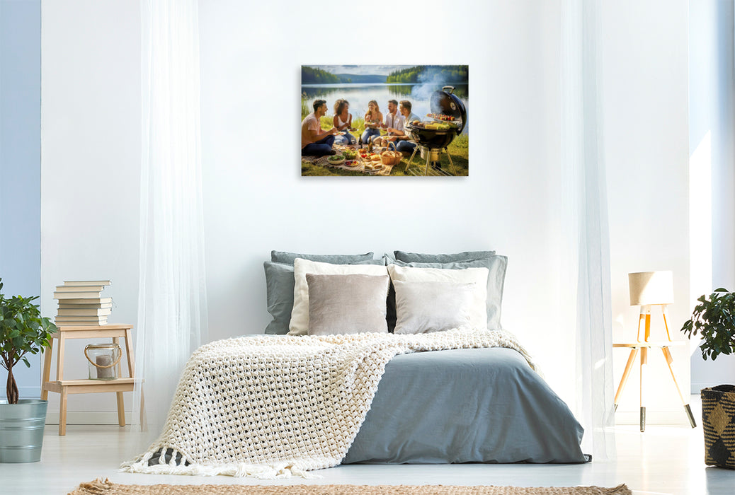 Premium Textil-Leinwand Picknickliebe, Sommer, der nach Freiheit duftet.