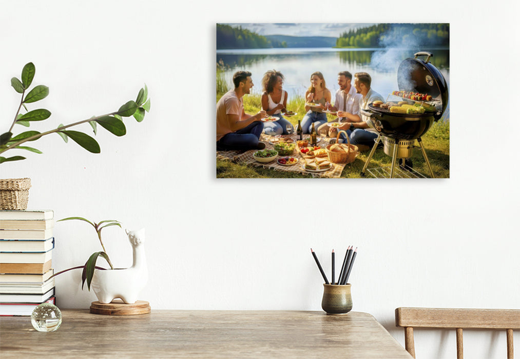 Premium Textil-Leinwand Picknickliebe, Sommer, der nach Freiheit duftet.
