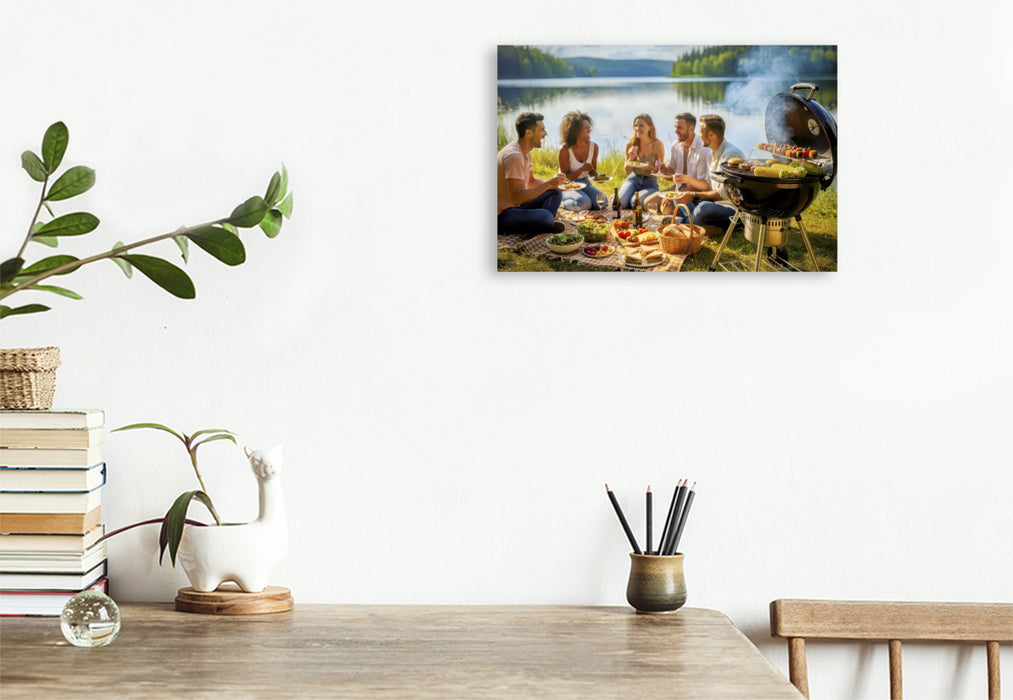 Premium Textil-Leinwand Picknickliebe, Sommer, der nach Freiheit duftet.