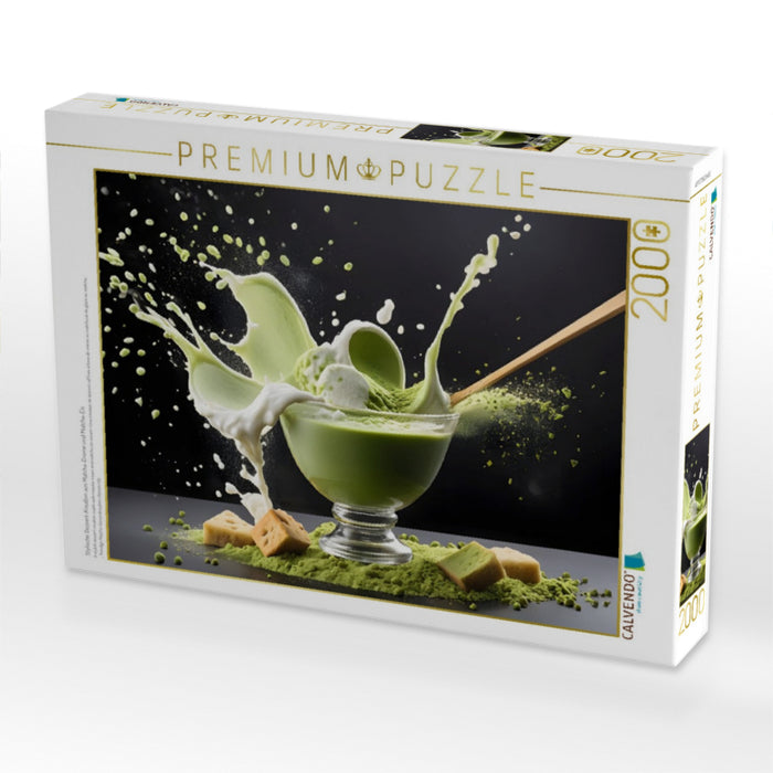 Stylische Dessert-Kreation aus Matcha-Creme und Matcha-Eis - CALVENDO Foto-Puzzle'