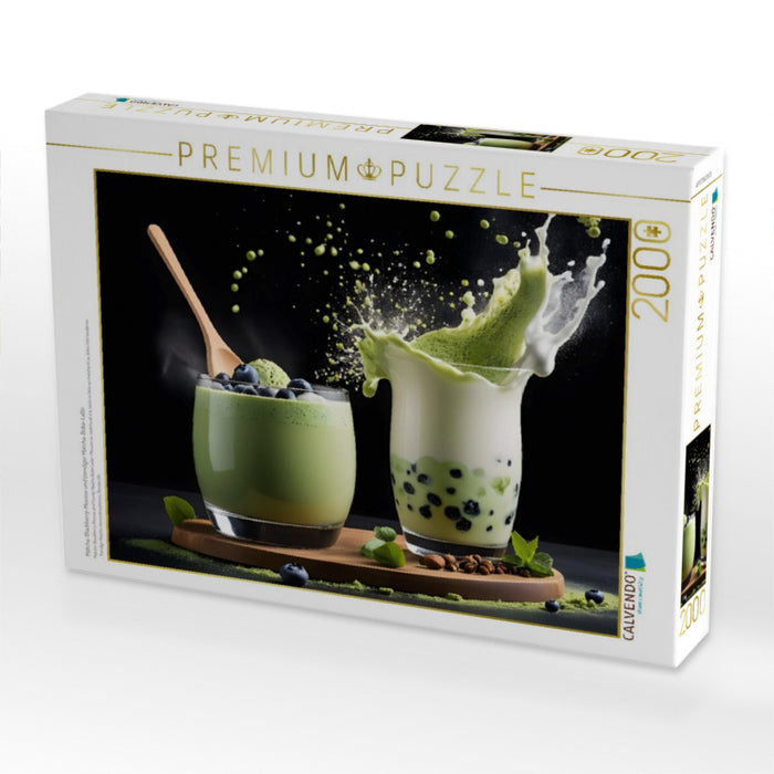 Matcha-Blackberry-Mousse und trendiger Matcha-Boba-Latte - CALVENDO Foto-Puzzle'