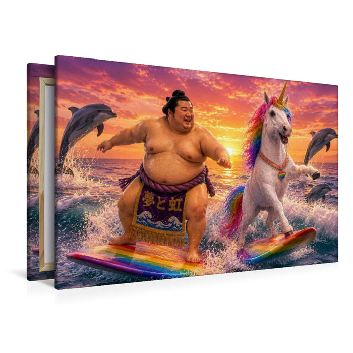 Premium Textil-Leinwand Ein Motiv aus dem Kalender Sumoringer und Einhorn - Fantastische Freunde