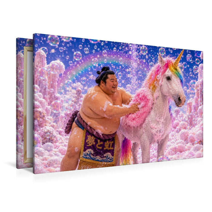 Premium Textil-Leinwand Ein Motiv aus dem Kalender Sumoringer und Einhorn - Fantastische Freunde