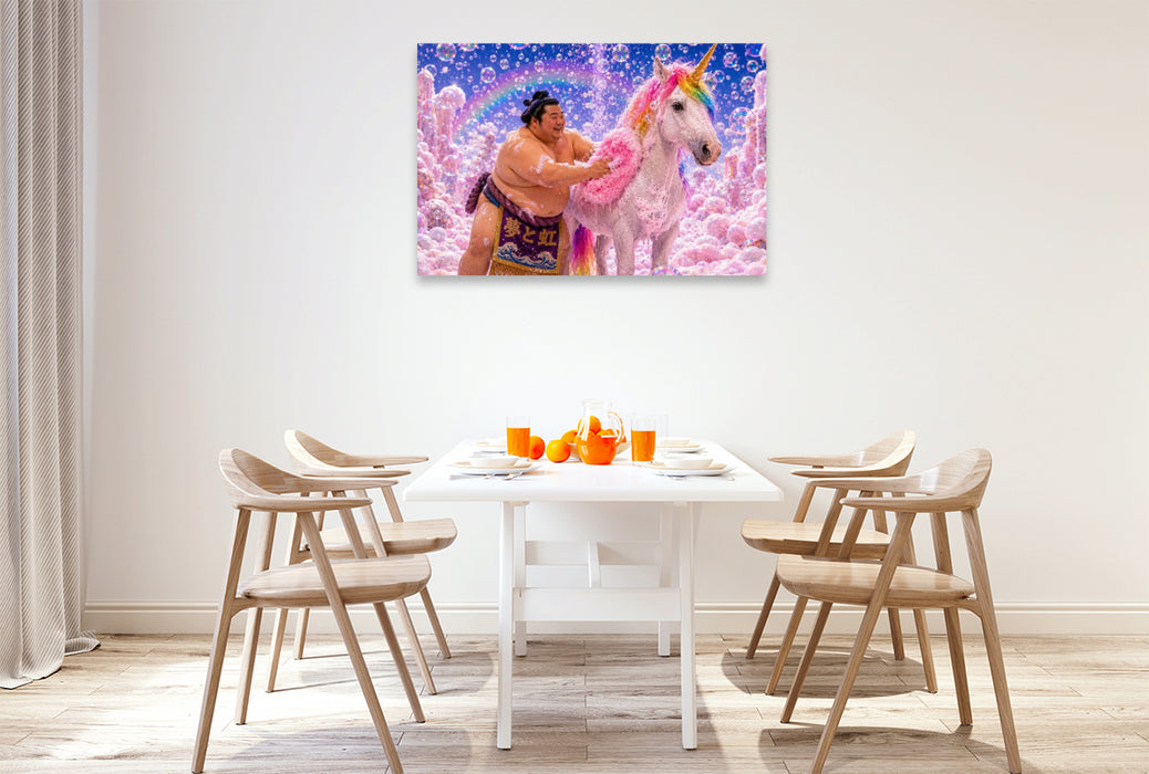 Premium Textil-Leinwand Ein Motiv aus dem Kalender Sumoringer und Einhorn - Fantastische Freunde