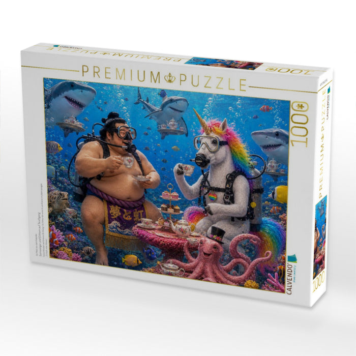 Sumoringer und Einhorn auf Tauchgang - CALVENDO Foto-Puzzle'