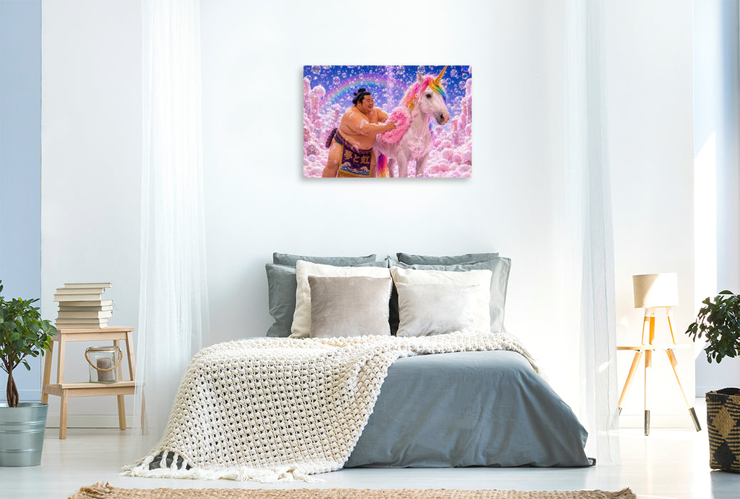 Premium Textil-Leinwand Ein Motiv aus dem Kalender Sumoringer und Einhorn - Fantastische Freunde