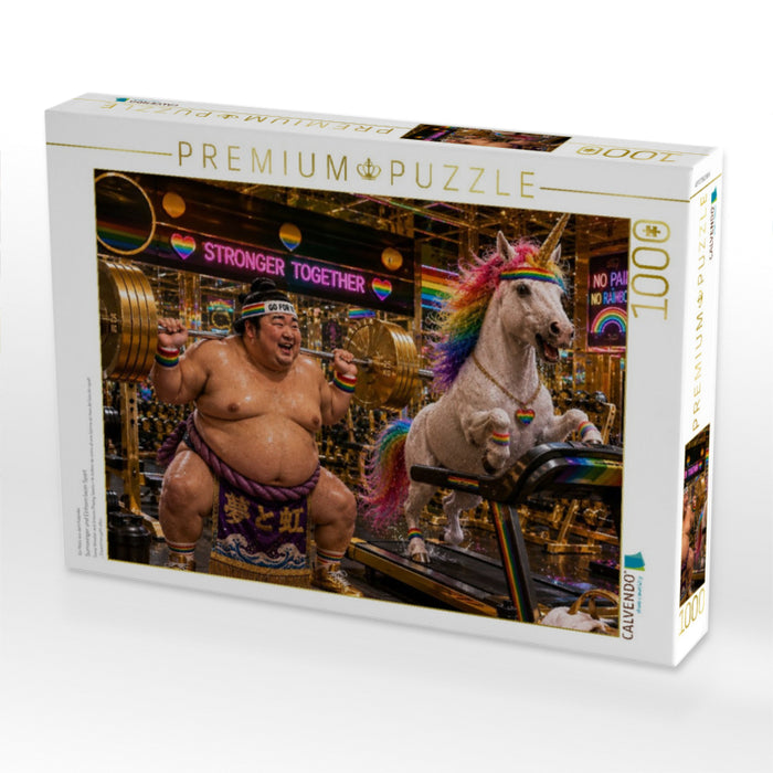 Sumoringer und Einhorn beim Sport - CALVENDO Foto-Puzzle'