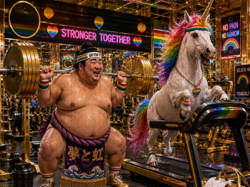 Sumoringer und Einhorn beim Sport - CALVENDO Foto-Puzzle'