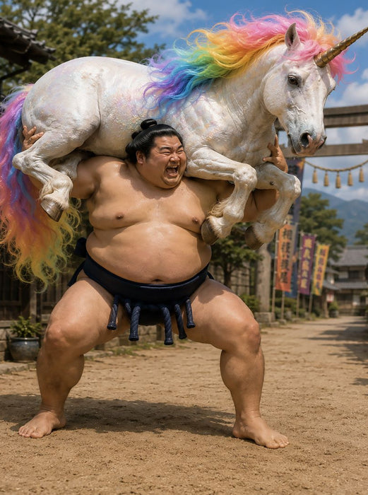 Sumoringer und Regenbogeneinhorn - CALVENDO Foto-Puzzle'