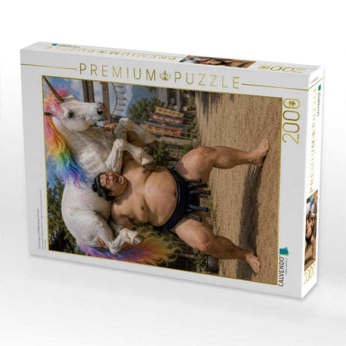 Sumoringer und Regenbogeneinhorn - CALVENDO Foto-Puzzle'