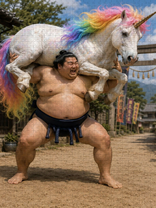Sumoringer und Regenbogeneinhorn - CALVENDO Foto-Puzzle'