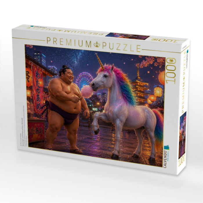 Sumoringer und Einhorn auf dem Jahrmarkt - CALVENDO Foto-Puzzle'