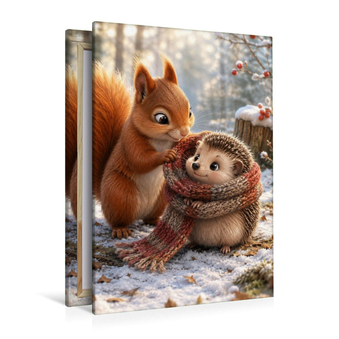 Premium Textil-Leinwand Kleine Winterfreunde