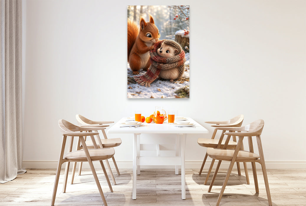 Premium Textil-Leinwand Kleine Winterfreunde