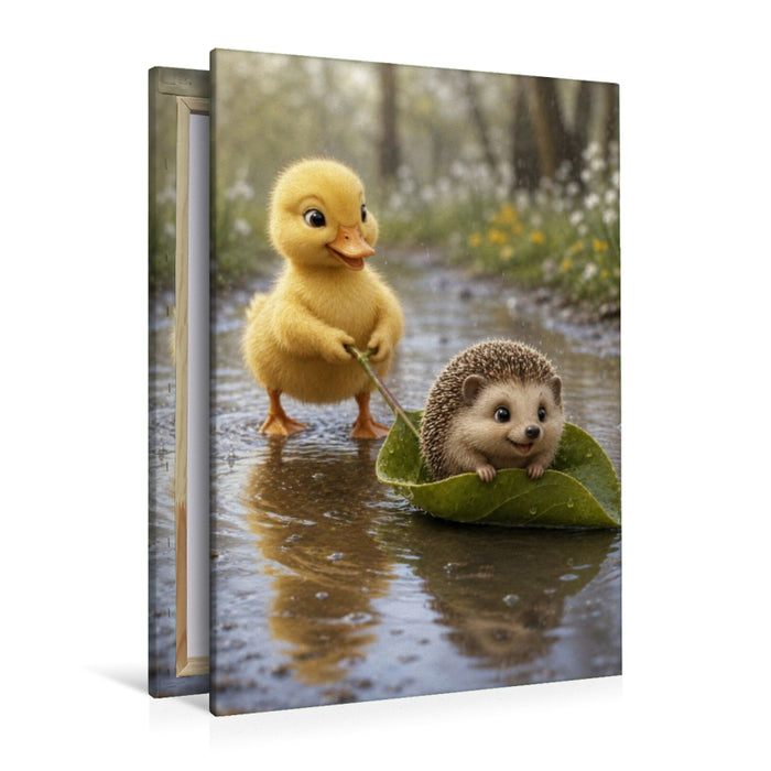 Premium Textil-Leinwand Pfützenspaß