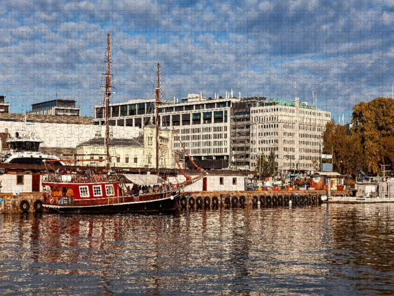 Segelboote im Hafen, Aker Brygge, Oslo - CALVENDO Foto-Puzzle'