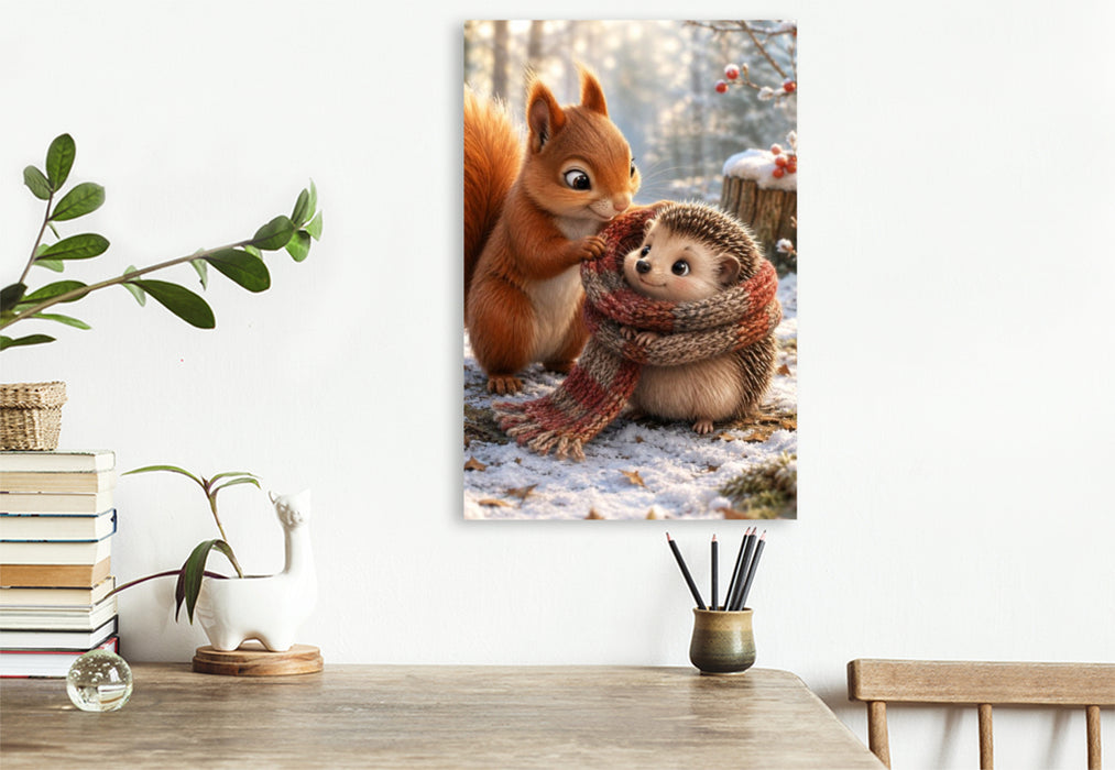 Premium Textil-Leinwand Kleine Winterfreunde