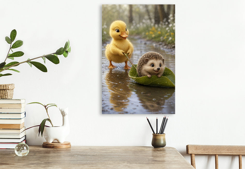 Premium Textil-Leinwand Pfützenspaß