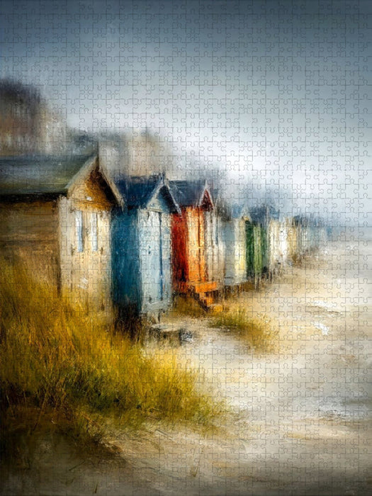 Strandhäuser im Nebel - CALVENDO Foto-Puzzle'