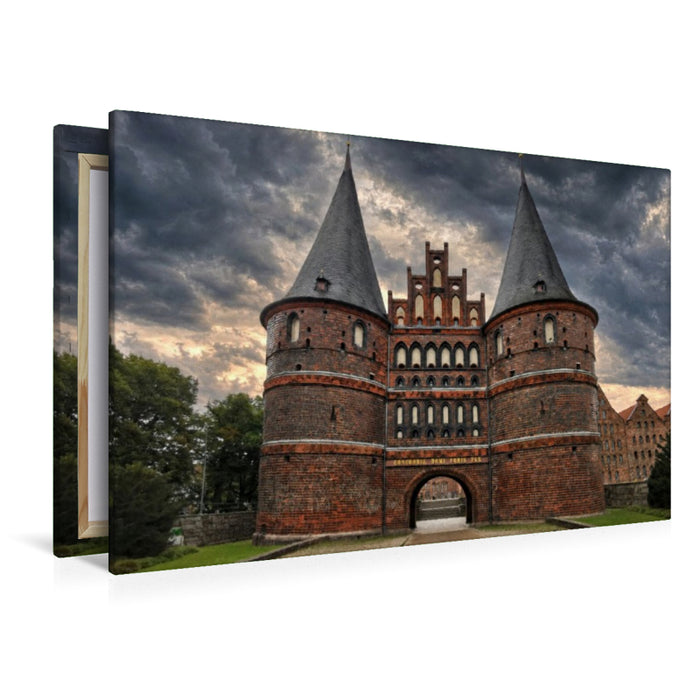 Premium Textil-Leinwand Holstentor in Lübeck