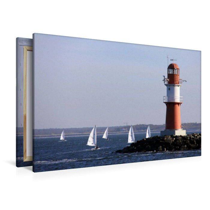 Premium Textil-Leinwand Segelboote in Warnemünde bei Rostock