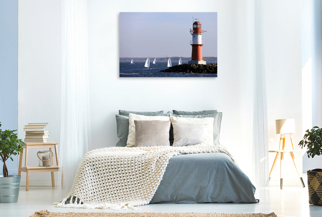 Premium Textil-Leinwand Segelboote in Warnemünde bei Rostock