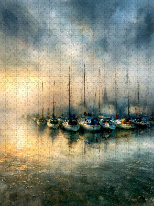 Boote wiegen sich im sicheren Hafen - CALVENDO Foto-Puzzle'