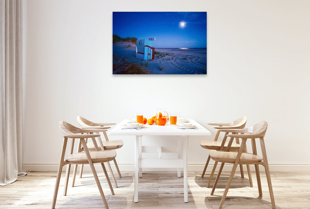 Premium Textil-Leinwand Einsamer Strandkorb