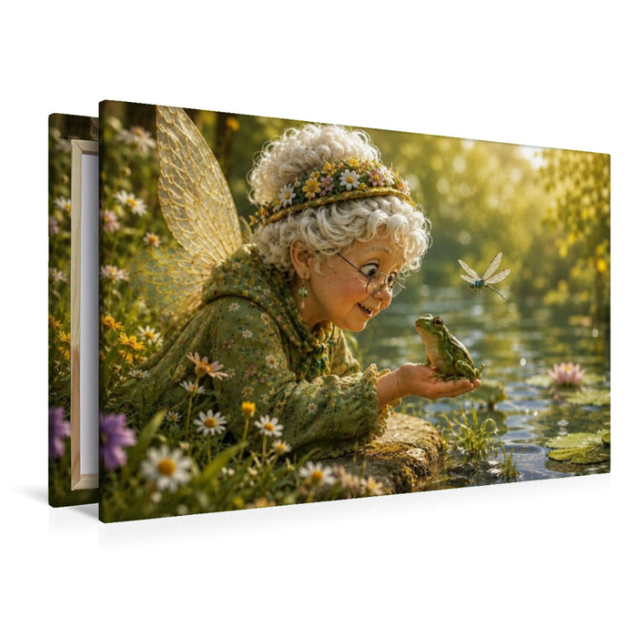 Premium Textil-Leinwand Floras Froschfreund