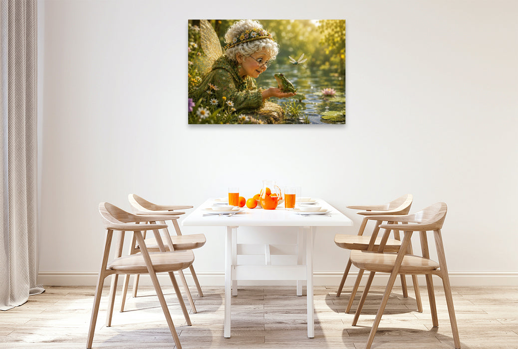 Premium Textil-Leinwand Floras Froschfreund