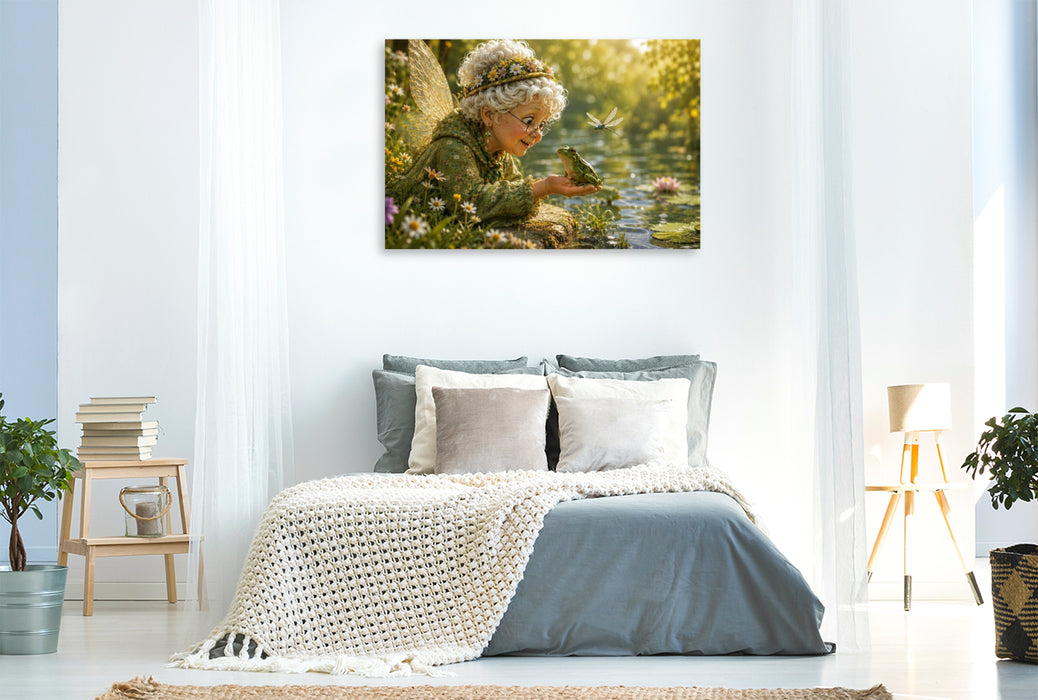 Premium Textil-Leinwand Floras Froschfreund
