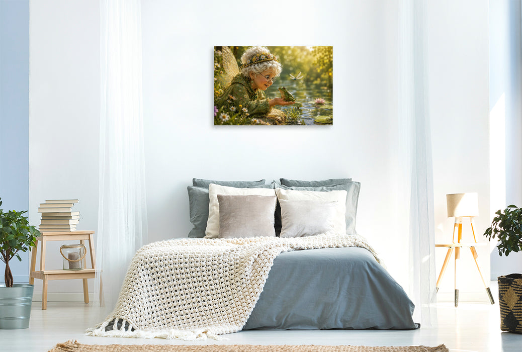 Premium Textil-Leinwand Floras Froschfreund