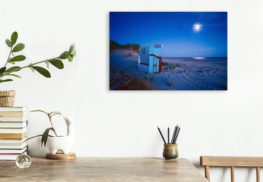 Premium Textil-Leinwand Einsamer Strandkorb