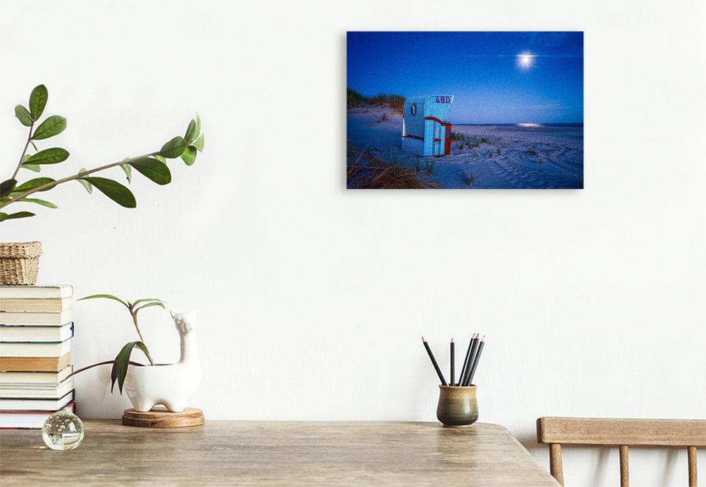 Premium Textil-Leinwand Einsamer Strandkorb