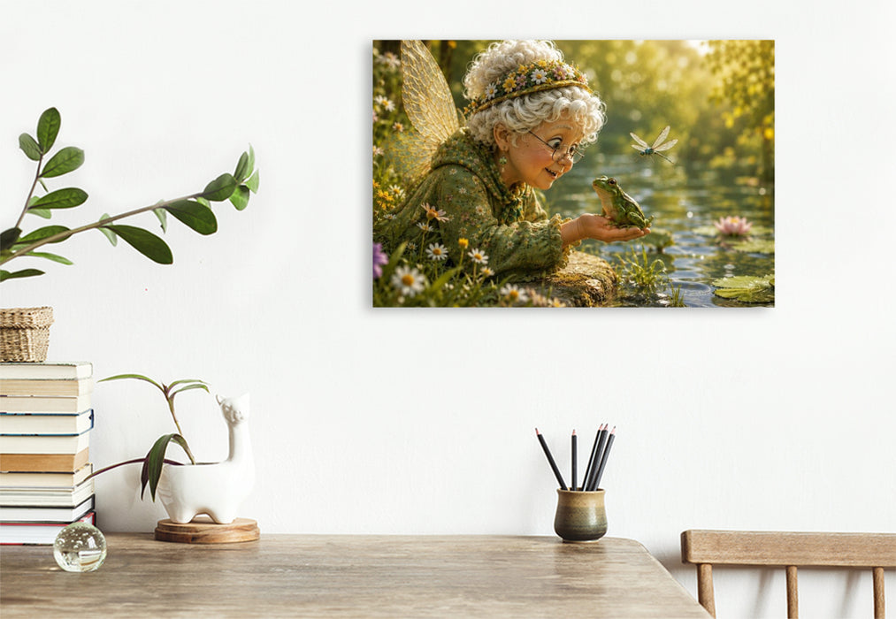 Premium Textil-Leinwand Floras Froschfreund