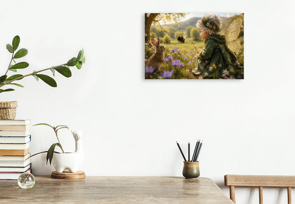 Premium Textil-Leinwand Die erste Hummel
