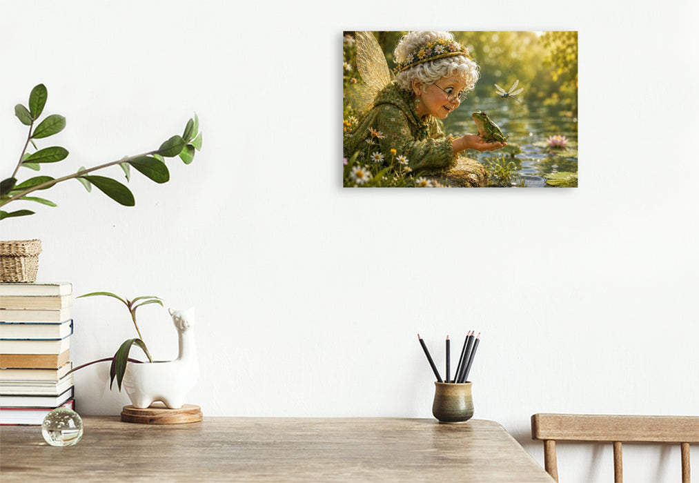 Premium Textil-Leinwand Floras Froschfreund
