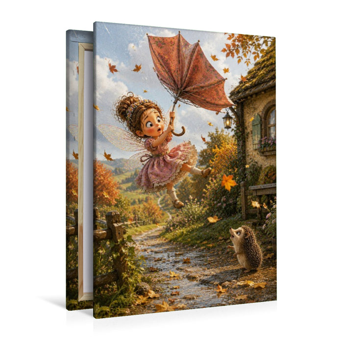 Premium Textil-Leinwand Die fliegende Schirmfee