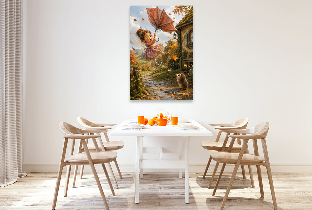 Premium Textil-Leinwand Die fliegende Schirmfee