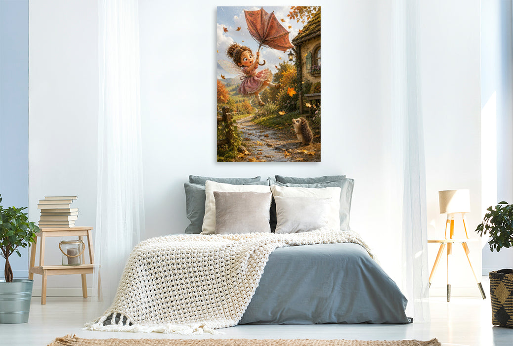 Premium Textil-Leinwand Die fliegende Schirmfee