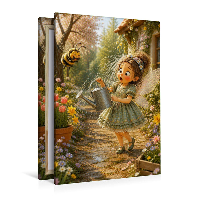 Premium Textil-Leinwand Die nasse Blumenfee