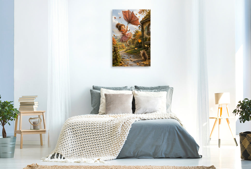 Premium Textil-Leinwand Die fliegende Schirmfee