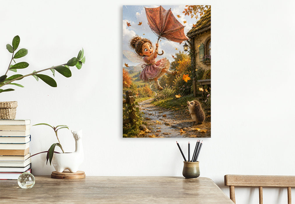 Premium Textil-Leinwand Die fliegende Schirmfee