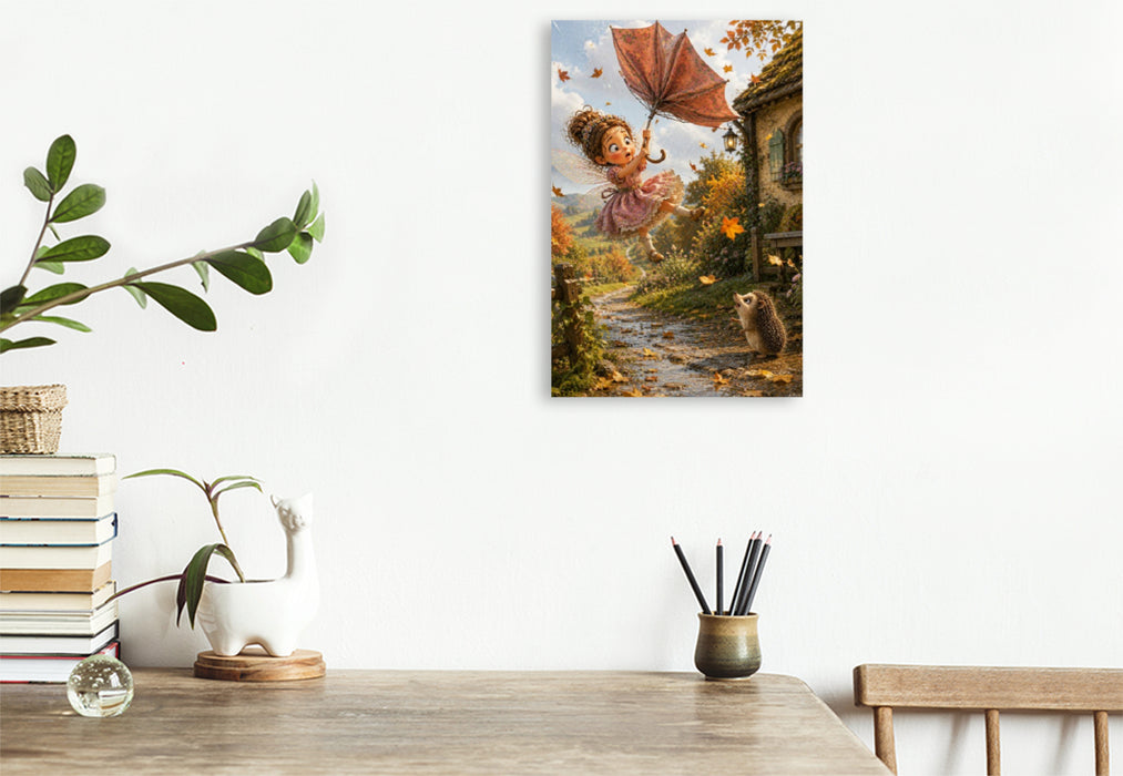 Premium Textil-Leinwand Die fliegende Schirmfee