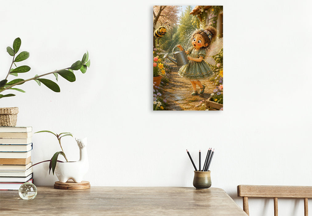 Premium Textil-Leinwand Die nasse Blumenfee