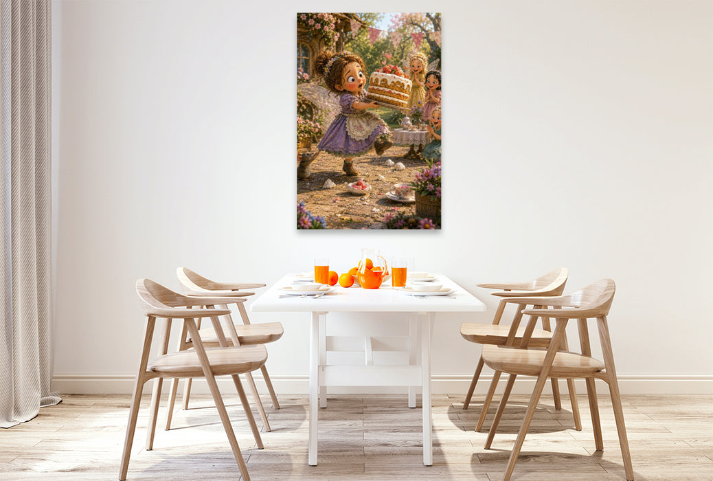 Premium Textil-Leinwand Wackelige Tortenparade